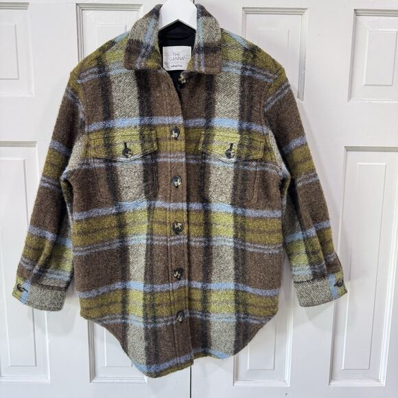 Wilfred Free The Ganna Oversized Shirt Jacket Shacket Wool Plaid Button XS EUC - Picture 2 of 12